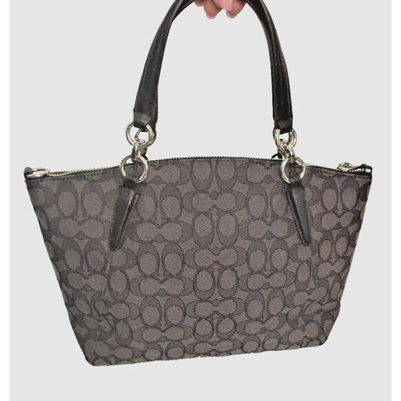 Coach Signature Small Kelsey Satchel Purse Handbag Crossbody Black Gray NWT - Picture 2 of 9